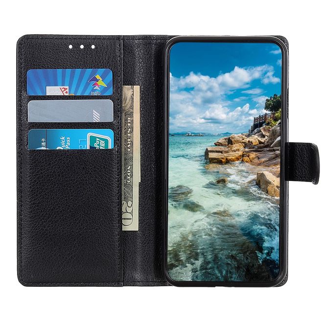 Asus ROG Phone 5 Handy Hülle - Litchi Leder Bookcover Series - schwarz