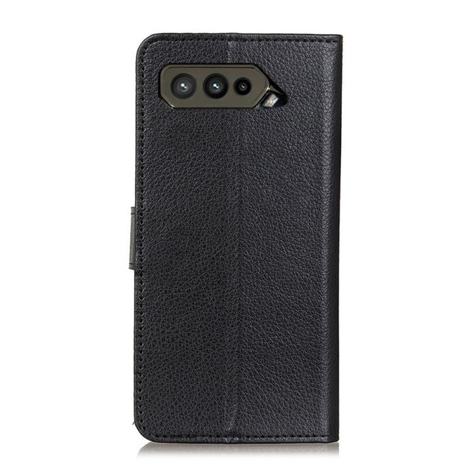Asus ROG Phone 5 Handy Hülle - Litchi Leder Bookcover Series - schwarz