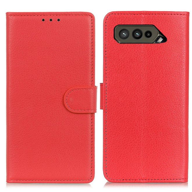 Asus ROG Phone 5 Handy Hülle - Litchi Leder Bookcover Series - rot