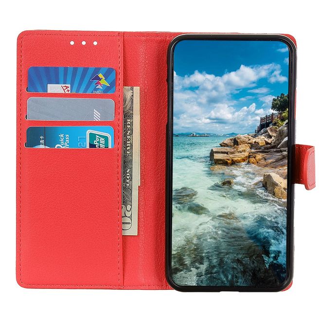 Asus ROG Phone 5 Handy Hülle - Litchi Leder Bookcover Series - rot