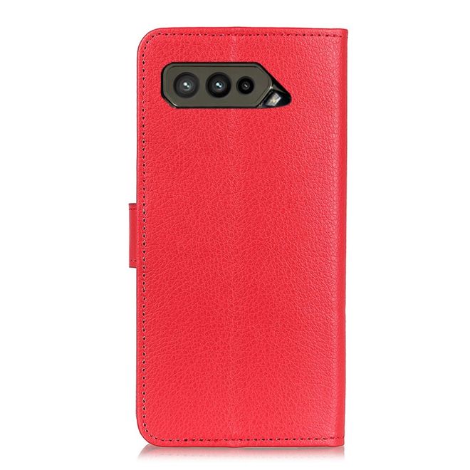 Asus ROG Phone 5 Handy Hülle - Litchi Leder Bookcover Series - rot