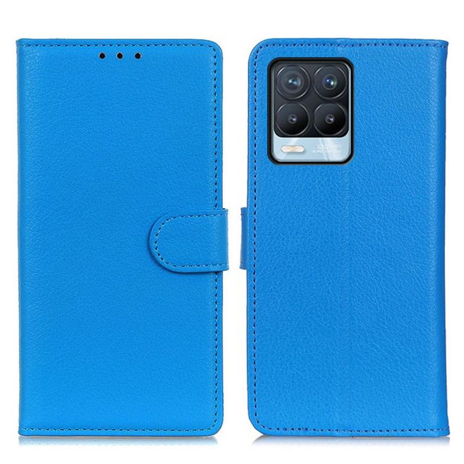 Oppo Realme 8 Pro / 8 Handy Hülle - Litchi Leder Bookcover Series - blau