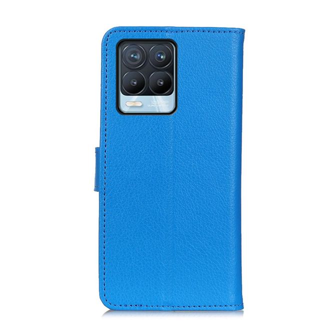 Oppo Realme 8 Pro / 8 Handy Hülle - Litchi Leder Bookcover Series - blau