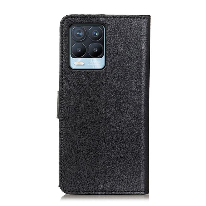Oppo Realme 8 Pro / 8 Handy Hülle - Litchi Leder Bookcover Series - schwarz