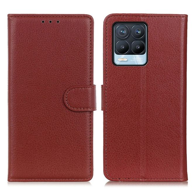 Oppo Realme 8 Pro / 8 Handy Hülle - Litchi Leder Bookcover Series - braun