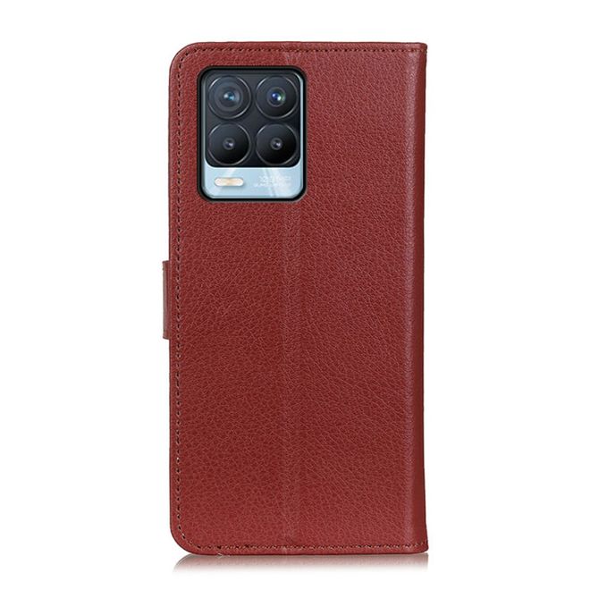 Oppo Realme 8 Pro / 8 Handy Hülle - Litchi Leder Bookcover Series - braun