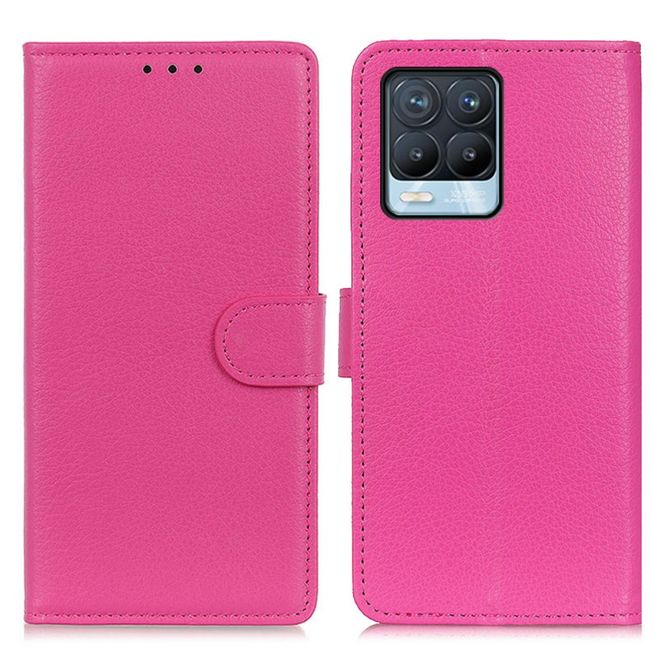 Oppo Realme 8 Pro / 8 Handy Hülle - Litchi Leder Bookcover Series - rosa