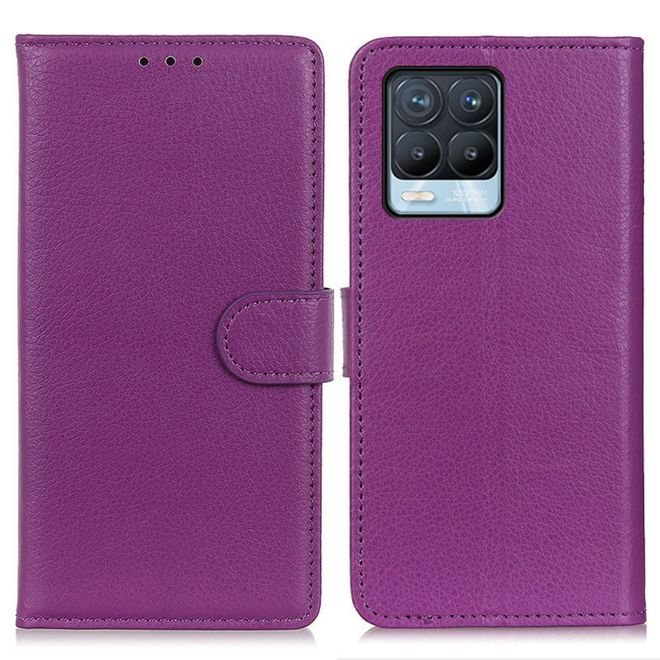 Oppo Realme 8 Pro / 8 Handy Hülle - Litchi Leder Bookcover Series - purpur