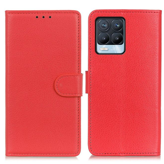 Oppo Realme 8 Pro / 8 Handy Hülle - Litchi Leder Bookcover Series - rot