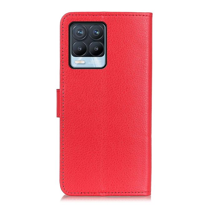 Oppo Realme 8 Pro / 8 Handy Hülle - Litchi Leder Bookcover Series - rot