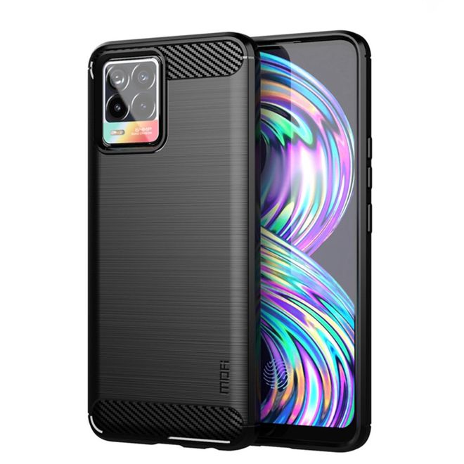 Mofi - Oppo Realme 8 Pro / 8 Hülle - TPU Softcase - Carbon Fiber Series - schwarz