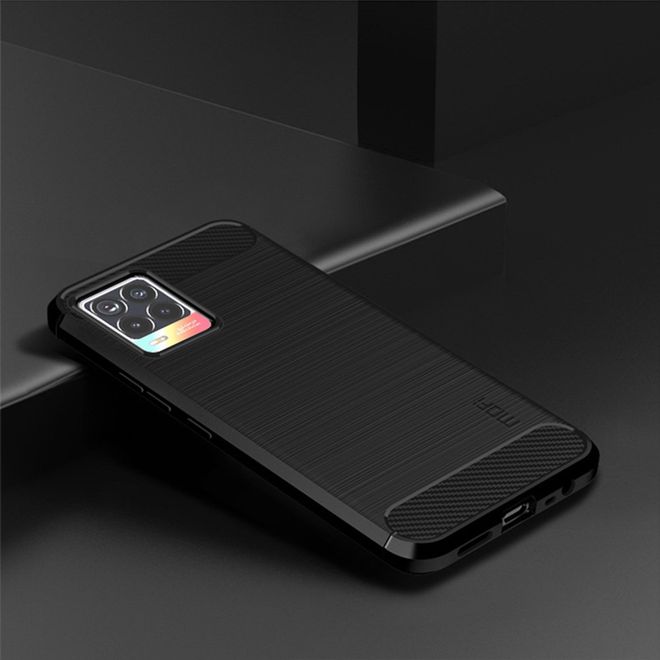 Mofi - Oppo Realme 8 Pro / 8 Hülle - TPU Softcase - Carbon Fiber Series - schwarz