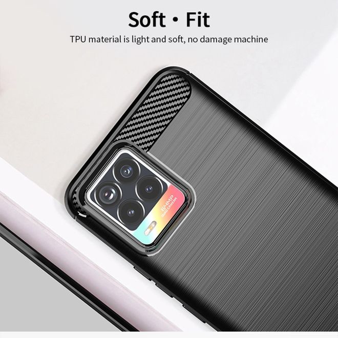 Mofi - Oppo Realme 8 Pro / 8 Hülle - TPU Softcase - Carbon Fiber Series - schwarz
