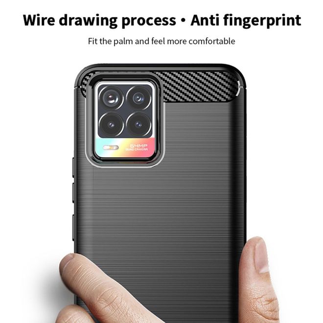 Mofi - Oppo Realme 8 Pro / 8 Hülle - TPU Softcase - Carbon Fiber Series - schwarz