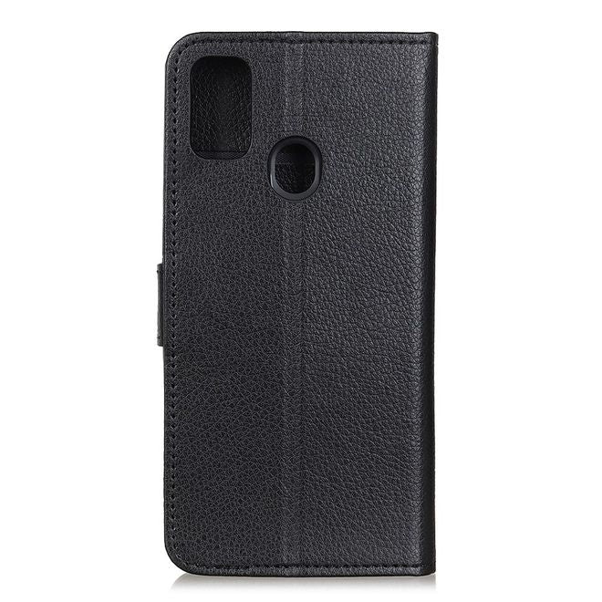 Wiko View 5 / View 5 Plus Handy Hülle - Litchi Leder Bookcover Series - schwarz