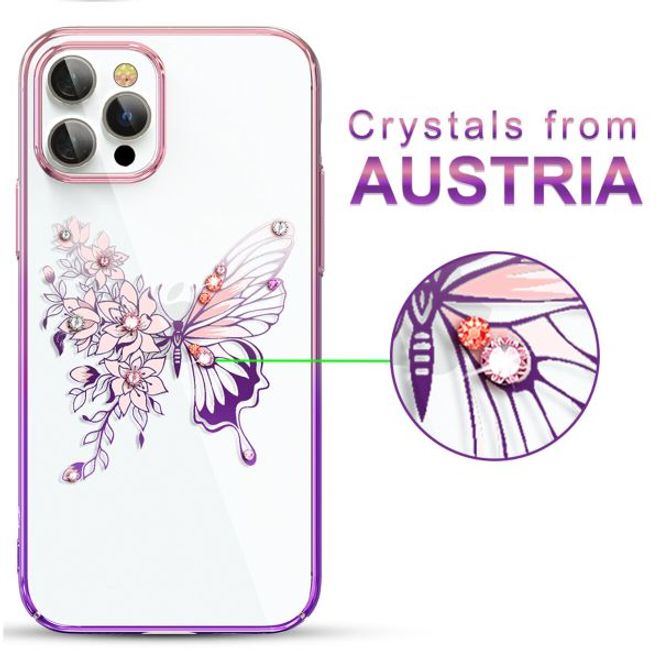 Kingxbar - iPhone 12 Pro Max Schutzhülle - Case mit Swarovski Kristallen - Butterfly Series - lila