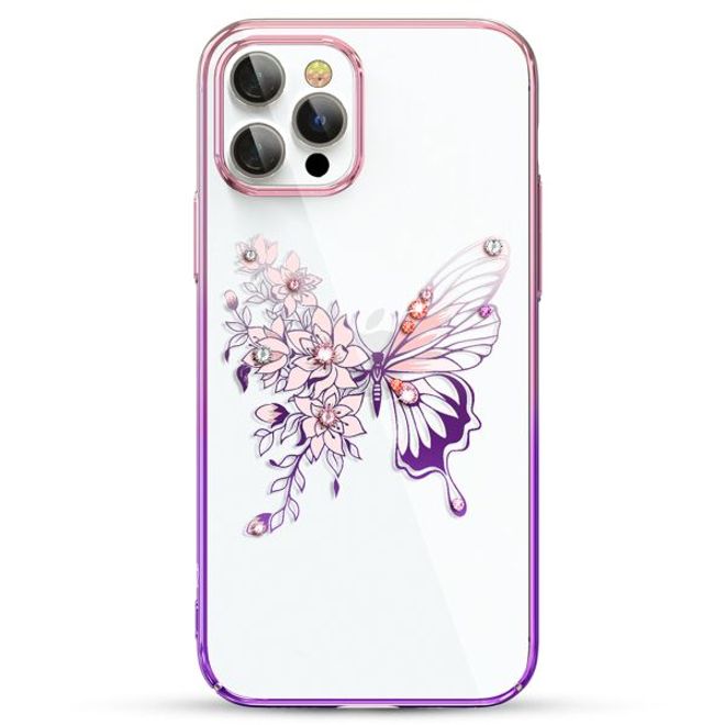 Kingxbar - iPhone 12 Pro Max Schutzhülle - Case mit Swarovski Kristallen - Butterfly Series - lila