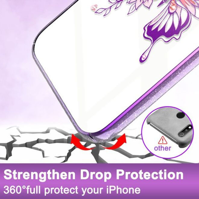Kingxbar - iPhone 12 Pro Max Schutzhülle - Case mit Swarovski Kristallen - Butterfly Series - lila