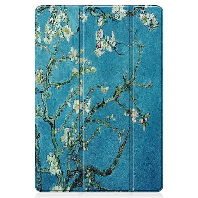 Samsung Galaxy Tab S7+ Hülle - Dreifach faltbares Case aus Leder - Baum mit Blüten