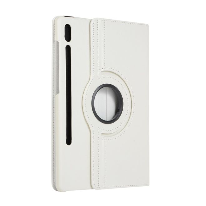 Samsung Galaxy Tab S7+ Hülle - 360° rotierbares Case aus Leder - weiss