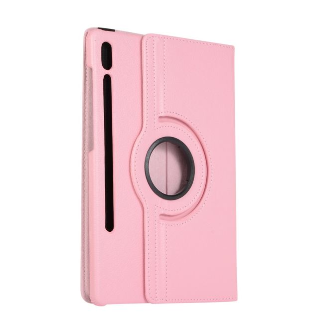Samsung Galaxy Tab S7+ Hülle - 360° rotierbares Case aus Leder - pink
