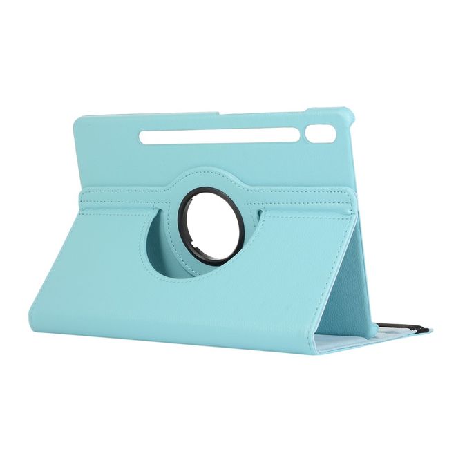 Samsung Galaxy Tab S7+ Hülle - 360° rotierbares Case aus Leder - hellblau