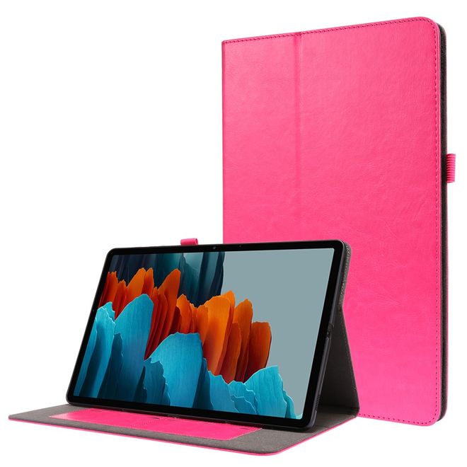 Samsung Galaxy Tab S7+ Hülle- Zweifach faltbares Crazy Horse Leder Case - rosa