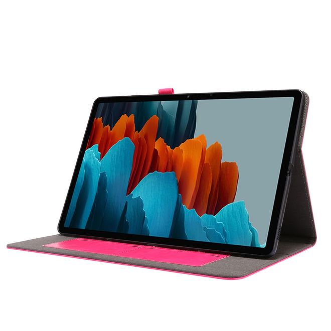 Samsung Galaxy Tab S7+ Hülle- Zweifach faltbares Crazy Horse Leder Case - rosa