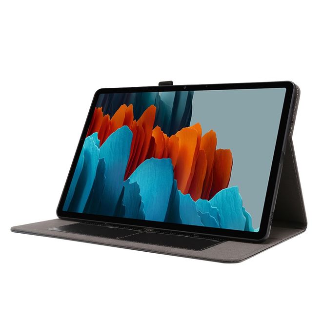 Samsung Galaxy Tab S7 Hülle- Zweifach faltbares Crazy Horse Leder Case - schwarz