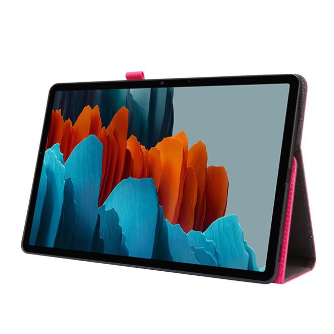 Samsung Galaxy Tab S7 Hülle- Zweifach faltbares Crazy Horse Leder Case - rosa