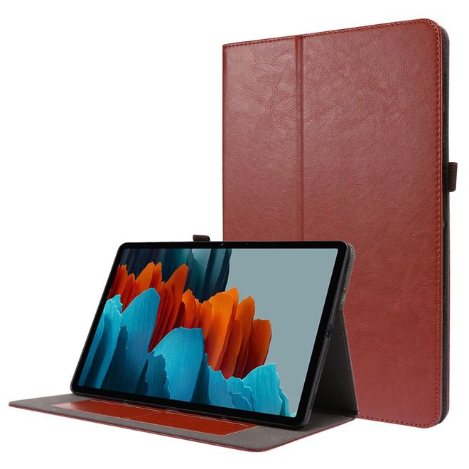 Samsung Galaxy Tab S7 Hülle- Zweifach faltbares Crazy Horse Leder Case - braun