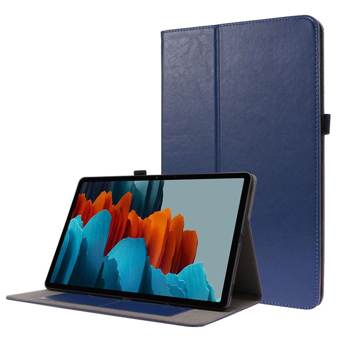 Samsung Galaxy Tab S7 Hülle- Zweifach faltbares Crazy Horse Leder Case - blau