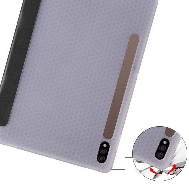 Samsung Galaxy Tab S7 Hülle - Dreifach faltbares Leder Case mit Stylus Halterung - schwarz