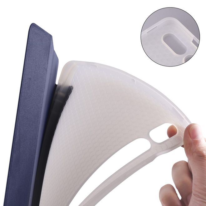 Samsung Galaxy Tab S7 Hülle - Dreifach faltbares Leder Case mit Stylus Halterung - blau