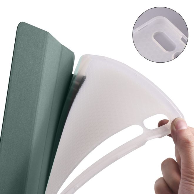 Samsung Galaxy Tab S7 Hülle - Dreifach faltbares Leder Case mit Stylus Halterung - grün