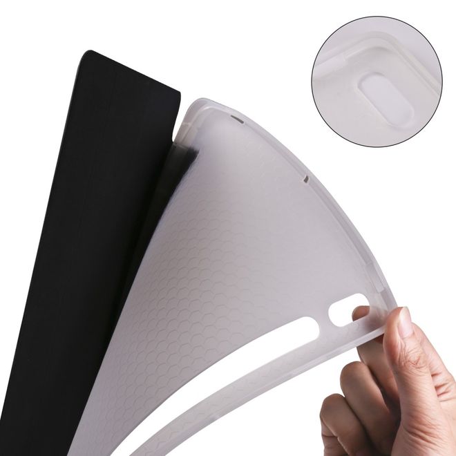 Samsung Galaxy Tab S7+ Hülle - Dreifach faltbares Leder Case mit Stylus Halterung - schwarz