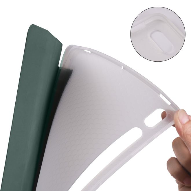 Samsung Galaxy Tab S7+ Hülle - Dreifach faltbares Leder Case mit Stylus Halterung - grün