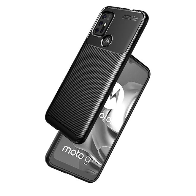 Motorola Moto G30 Handyhülle - Carbon Fiber TPU Softcase Series - schwarz