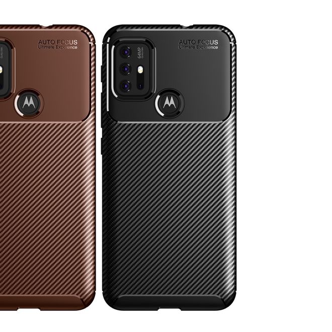 Motorola Moto G30 Handyhülle - Carbon Fiber TPU Softcase Series - schwarz