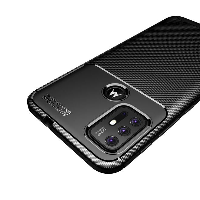 Motorola Moto G30 Handyhülle - Carbon Fiber TPU Softcase Series - schwarz