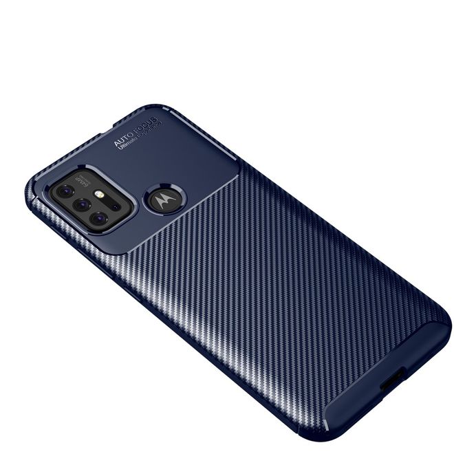 Motorola Moto G30 Handyhülle - Carbon Fiber TPU Softcase Series - blau
