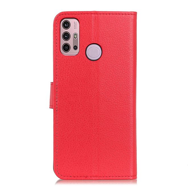 Motorola Moto G30 / G10 Handy Hülle - Litchi Leder Bookcover Series - rot