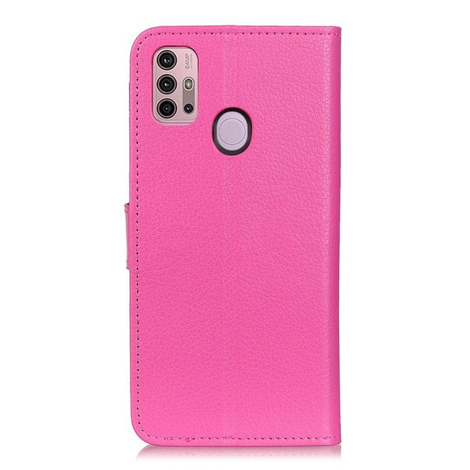 Motorola Moto G30 / G10 Handy Hülle - Litchi Leder Bookcover Series - rosa