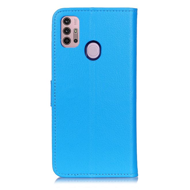 Motorola Moto G30 / G10 Handy Hülle - Litchi Leder Bookcover Series - blau