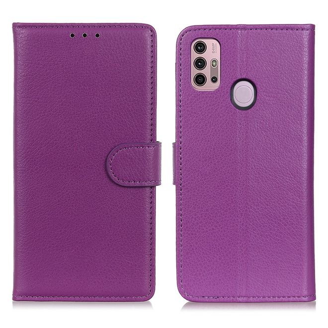 Motorola Moto G30 / G10 Handy Hülle - Litchi Leder Bookcover Series - purpur