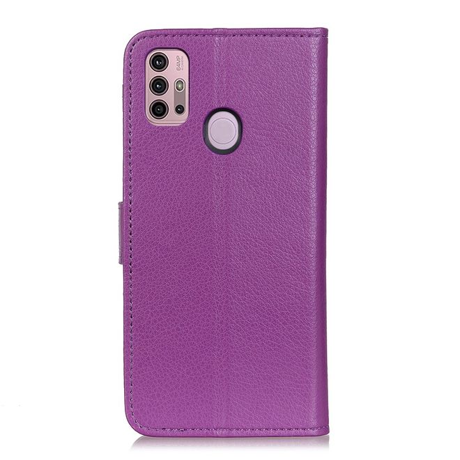 Motorola Moto G30 / G10 Handy Hülle - Litchi Leder Bookcover Series - purpur