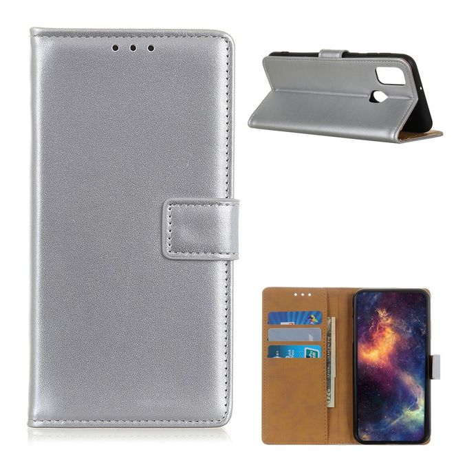 Motorola Moto G30 Handy Hülle - Classic II Leder Bookcover Series - silber