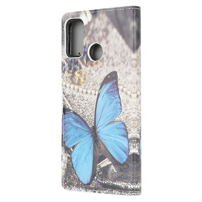 Motorola Moto G30 / G10 Handy Hülle - Leder Bookcover Image Series - blauer Schmetterling