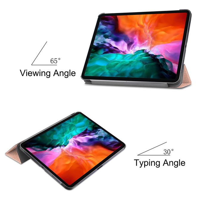 iPad Pro 12.9 (2022 / 2021) Leder Hülle - dreifach faltbar - rosegold