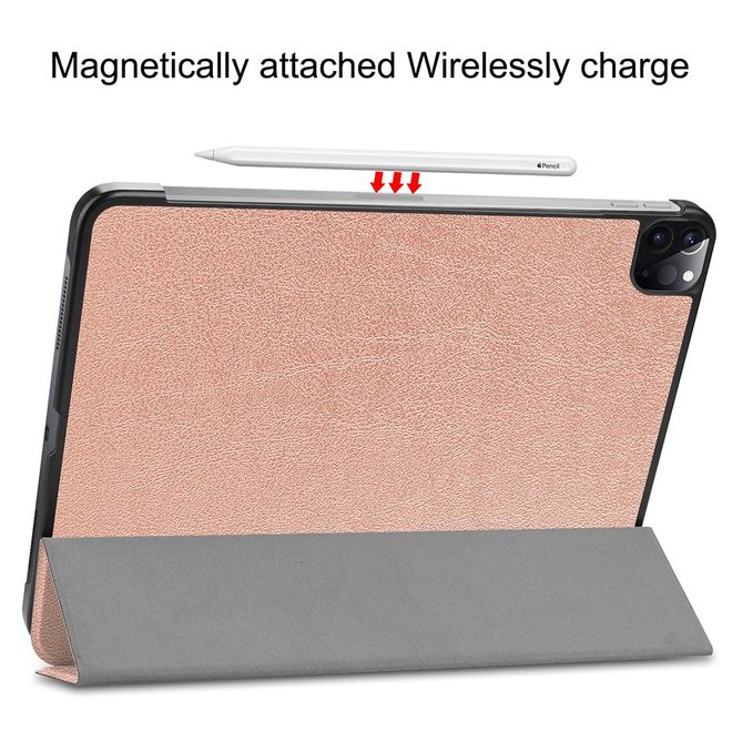 iPad Pro 12.9 (2022 / 2021) Leder Hülle - dreifach faltbar - rosegold
